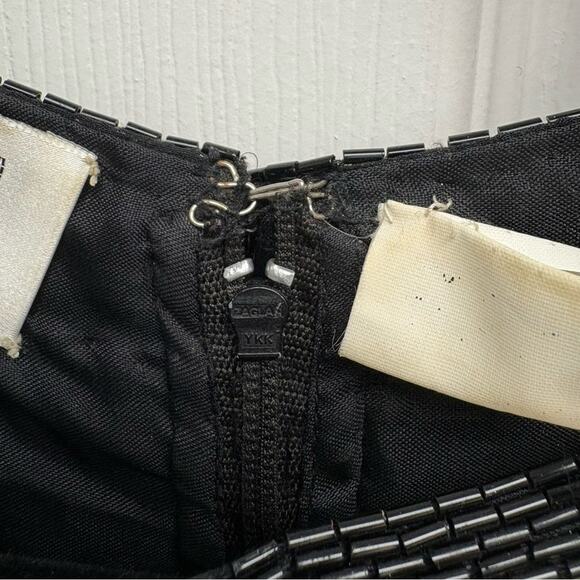 Vintage 90s Niteline Sequin Blouse, Black and gold, beads, zip up back, Size M - Picture 4 of 13